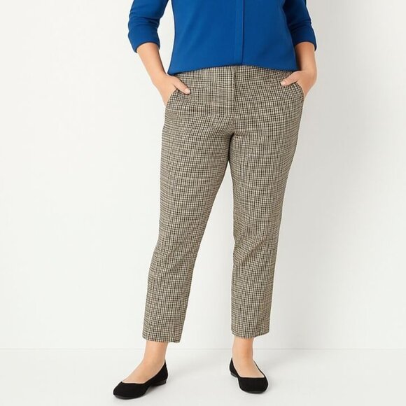 J Jill Womens Bi Stretch Dress Pant Multicolor Check Ankle Flat Front Size 10 - Picture 1 of 12